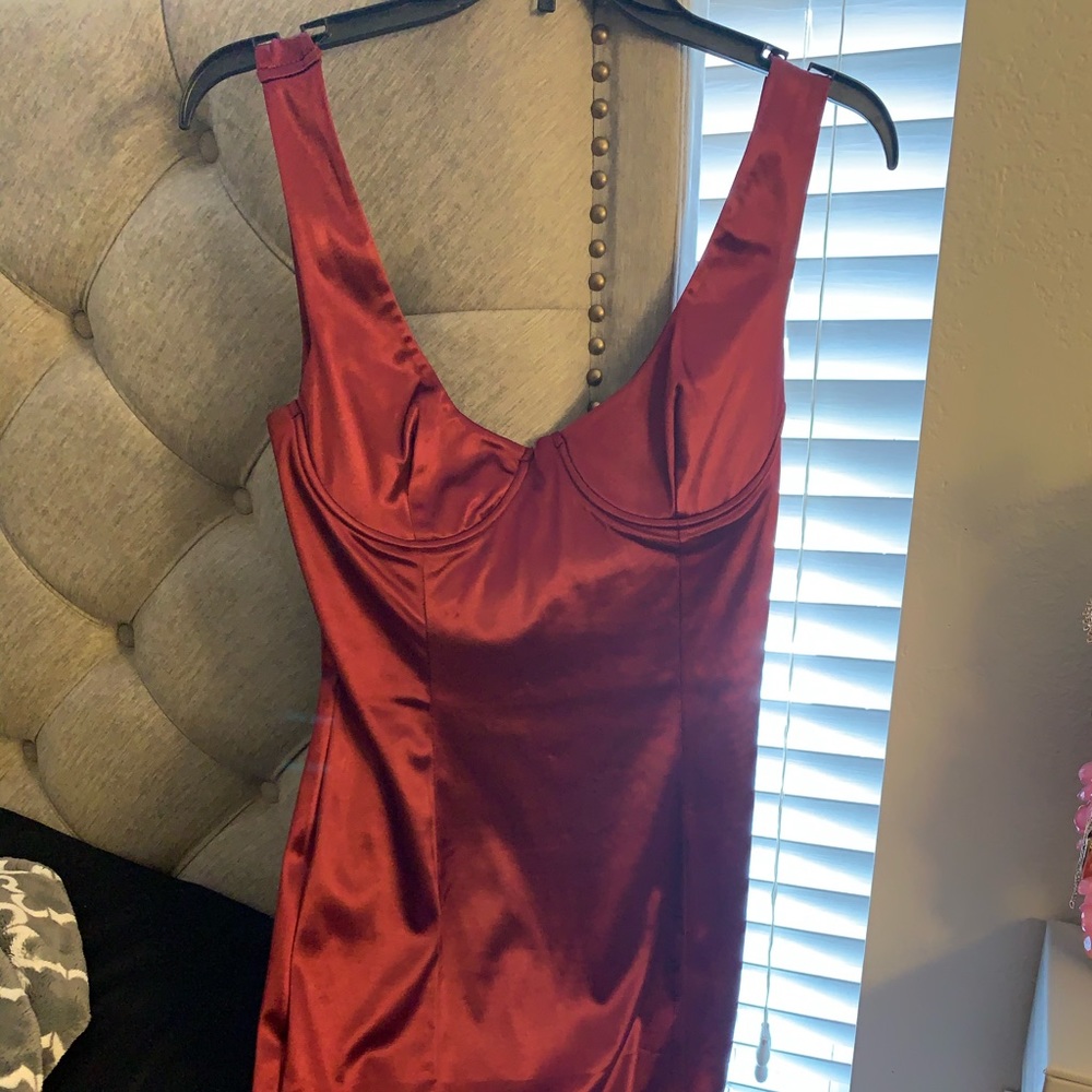 Elegant Burgundy Satin Dress